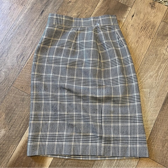 Jones New York Midi Black/White and Tan Plaid Skirt F - Picture 1 of 3
